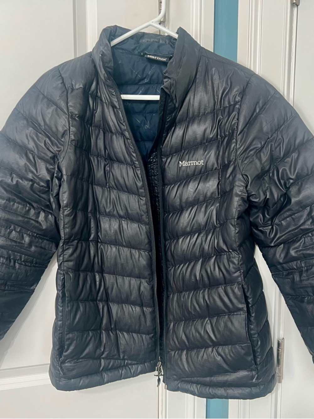 Women's Marmot Venus 800 Fill Goose Down Quilted Black Puffer Jacket Large